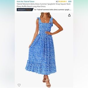 Blue Floral Smock Dress